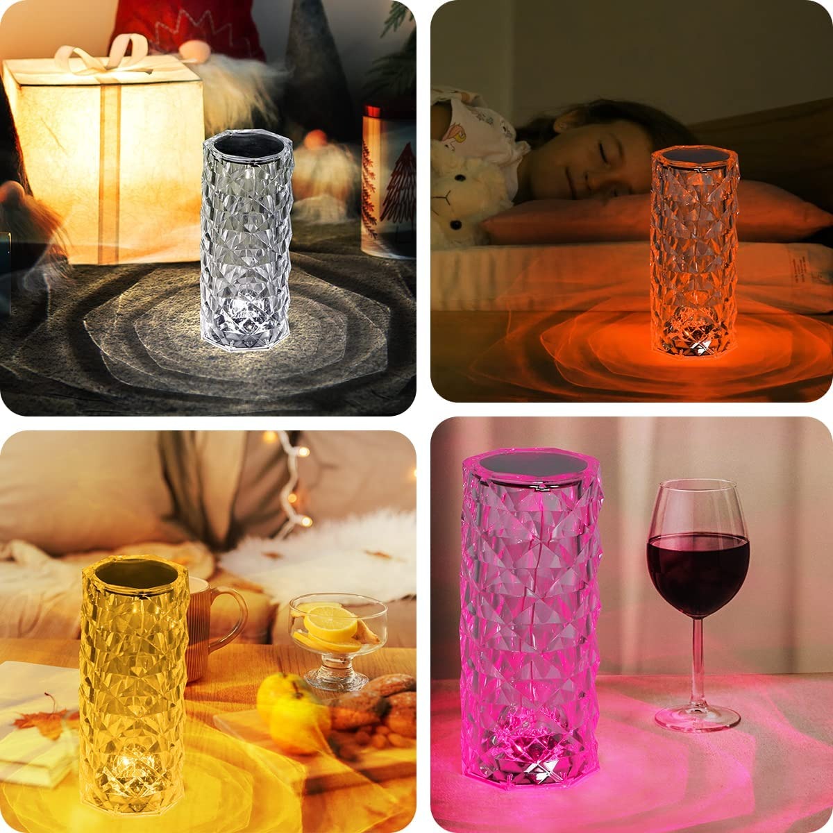 Diamond Glow Lamp β USB Rechargeable & Remote Control