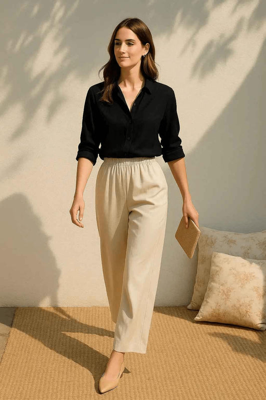 Essential Flow Trousers – ESMARA Relaxed Fit in Cream
